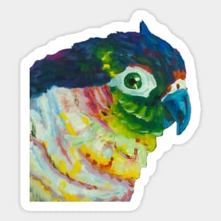 green cheeck conure parrot art paint tropical Sticker